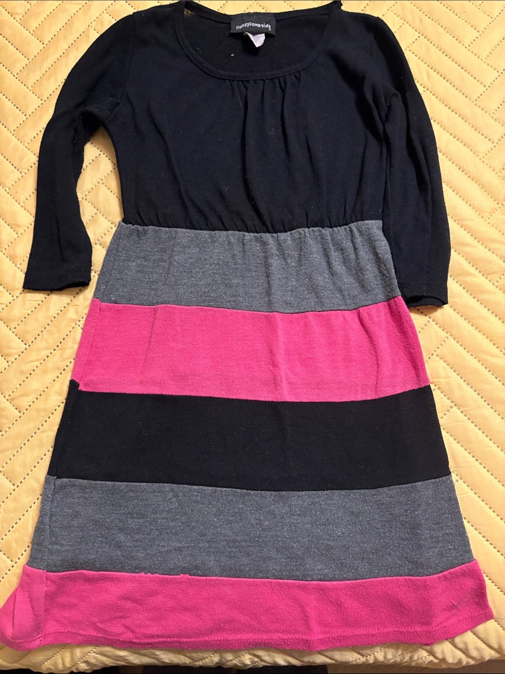 Jumping Beans Black, Gray & Pink Stripe Knit Dress for Girls